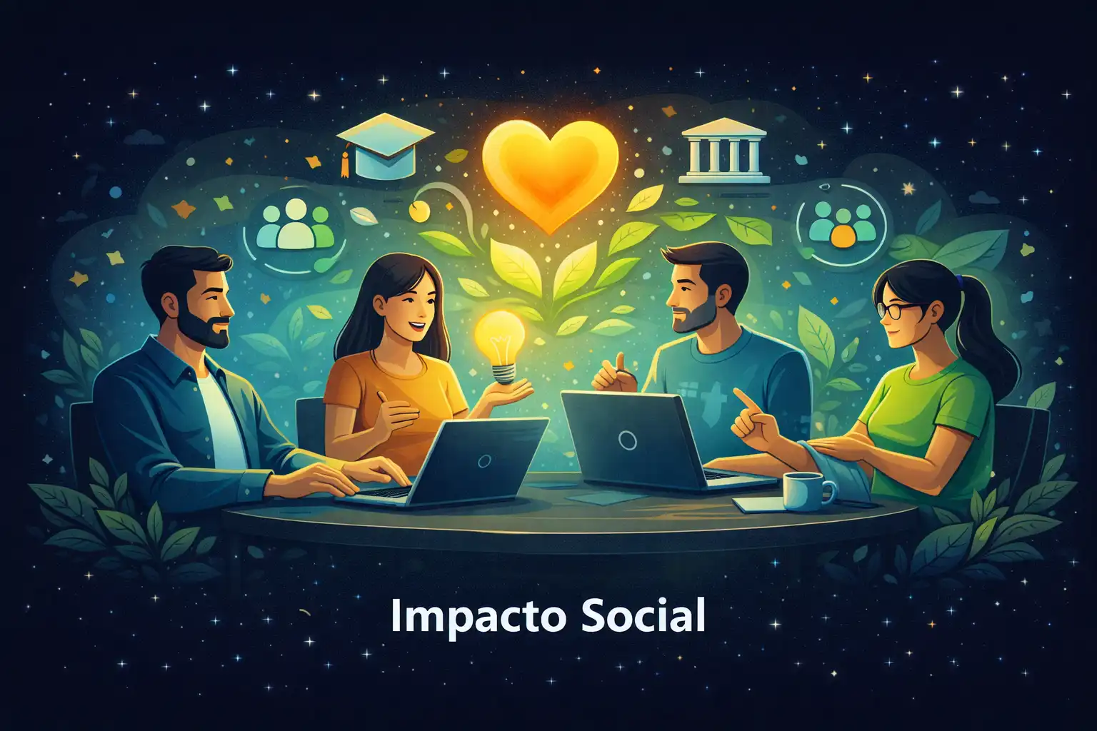 Ilustración de tecnología aplicada a proyectos sociales y educativos